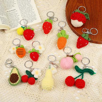 Artificial Crocheted Fruit Key Rings Key Holders Decorative Keychains Bags Pendants Key Chains Rings Holders Gift Accessories