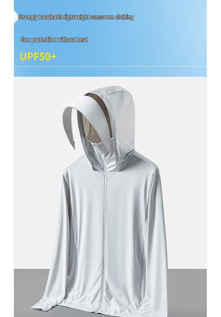 UPF50+ Summer 2024 Ice Silk Hooded Sun Protection Clothing for Couples - Cool, Breathable, Anti-UV for Men & Women