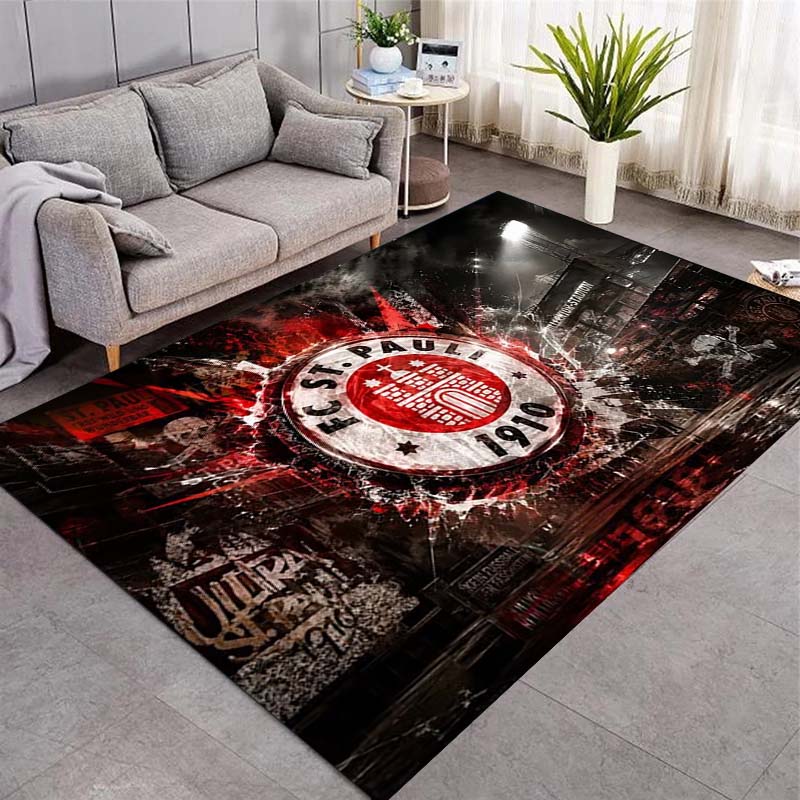 FC St Pauli Clublogo Stadion Kunstprint Vloerkleed Antislip Rechthoekig Vloermat Voetbalfan Huis Gaming Decor