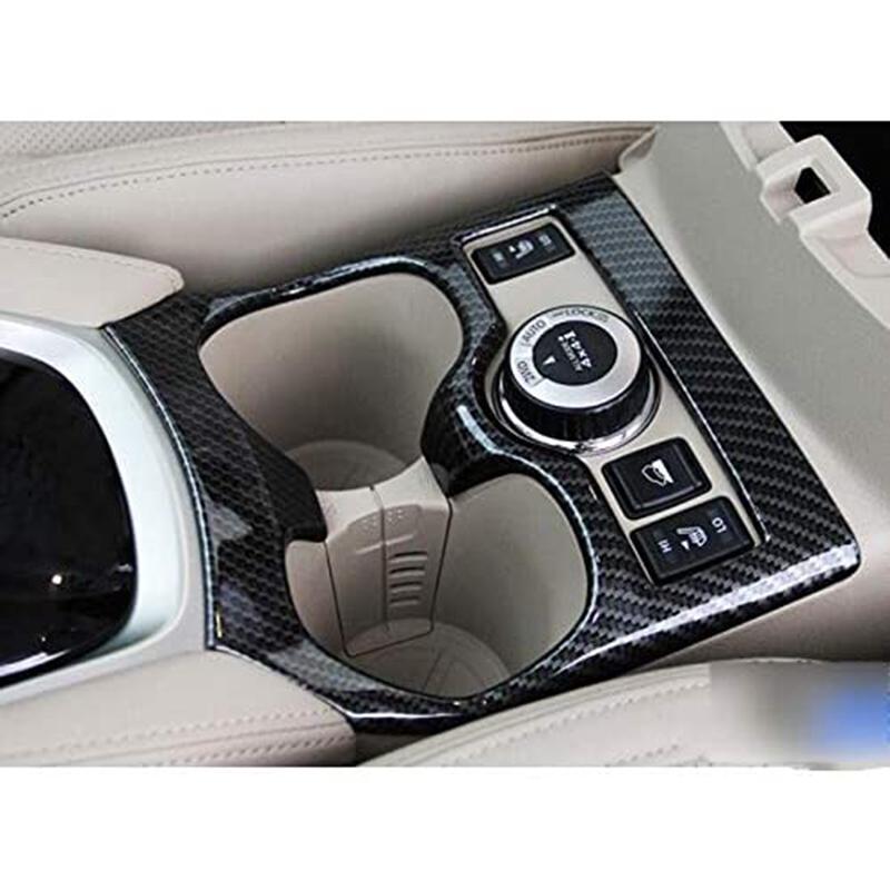 NEW-Car Gear Center Control Shift Panel Sticker Shift Panel Water Cup Holder Cover For Nissan X-Trail T32 Rogue 2017-2018 Carbon Fiber Pattern