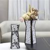 Luxury Stainless Steel Vase, Splashed Ink Art Leather Metal Flower Vase, Flower Arrangement, Living Room Decoration Ornament