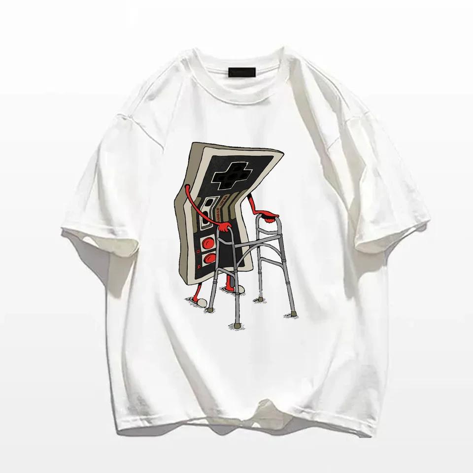 Old School Video Game T Shirt 80s Retro Designer Graphic T-Shirts Streetwear 1Cotton Vintage Tees Oversize Streetwear