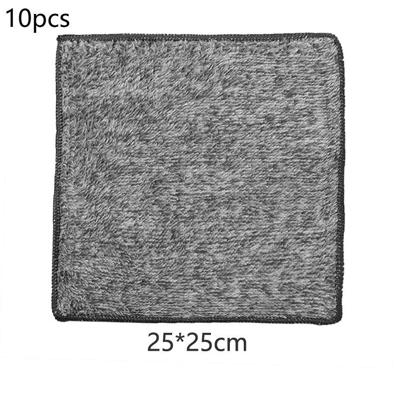 

10Pcs Gray Bamboo Charcoal Thickened Super Absorbent Dishcloth Oil Resistant Kitchen Wipes Microfiber Cleaning Cloths M
