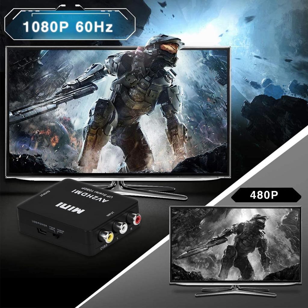 RCA to HDMI CVBS AV to HDMI Video Audio Conversion Audio Compatible 1M HDMI RCA USB and Japanese Instruction J-Wonlyus Converter, Converter, &