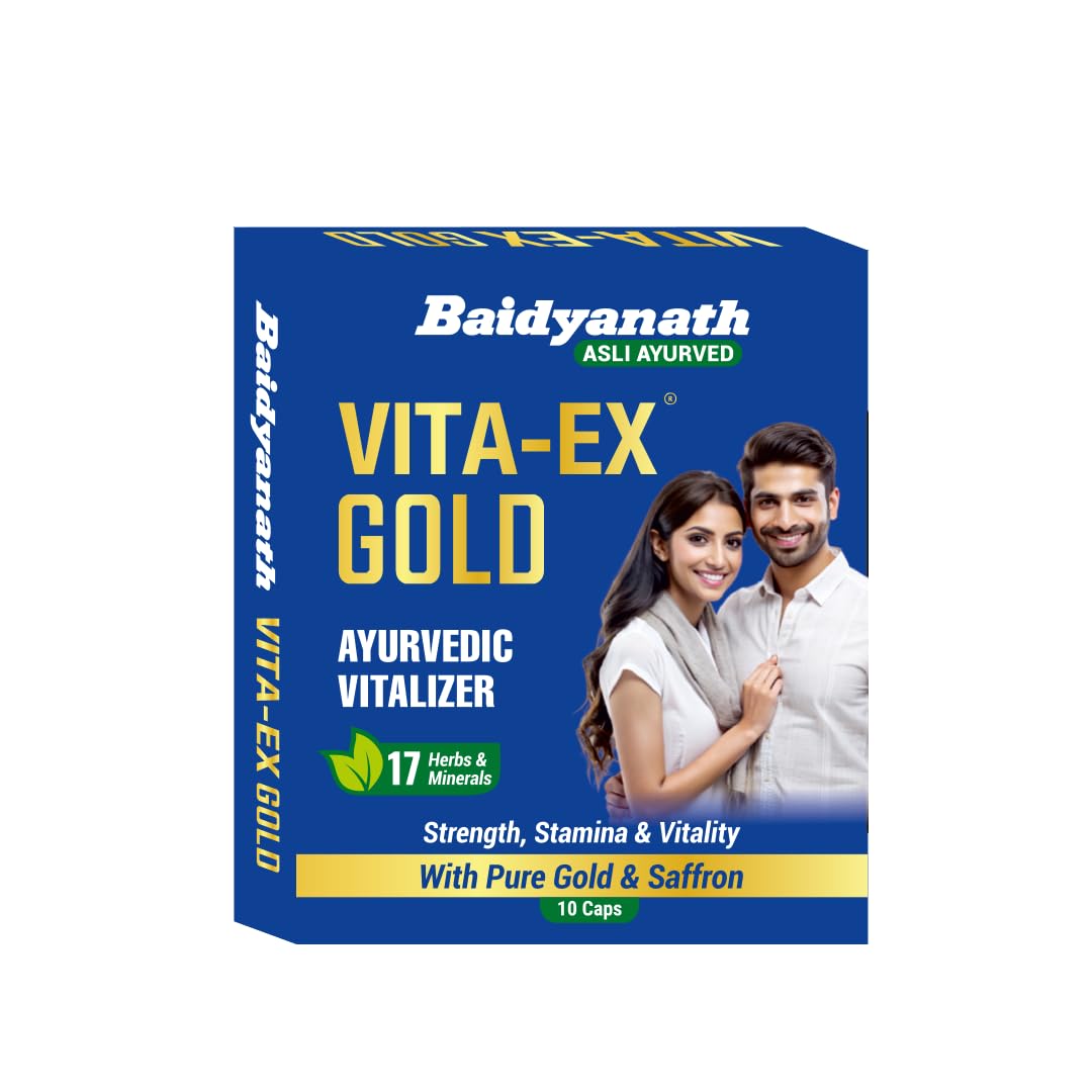 

Baidyanath Vita Ex Gold 10 Capsules Pack of 1 for Strength Power Stamina Energy Boost Daily Use