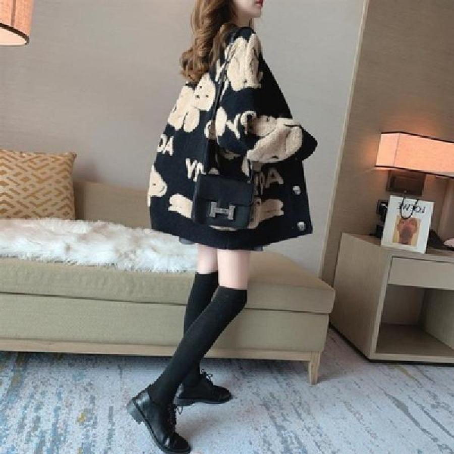 Damen Strickmantel Herbst Winter Mode Neueste Lässige Ins Koreanischer Stil Locker Übergroß Gestrickte Strickjacke Dick