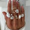 Baroque Rings Set Vintage Irregular Elegant Geometric Pearl Metal Finger Ring Sets Trendy Jewelry for Women 2026 New Accessories