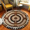Contemporary Rug, Brown Round Rug, Scandinavian Rug, Non Slip Rug, Bohemian Rug, Library Area Rug, Pastoral Circle Rug