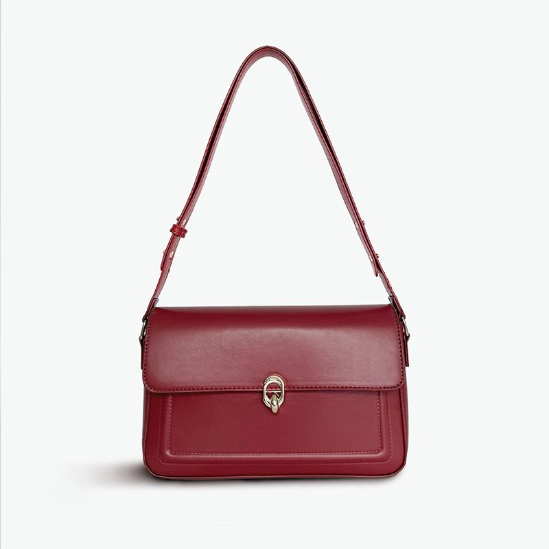 

Yogodlns Ретро женская новая высококачественная текстурированная нишевая сумка подмышки из искусственной кожи с клапаном красная квадратная сумка через плечо через плечо 26.5x7.5x16cm красный