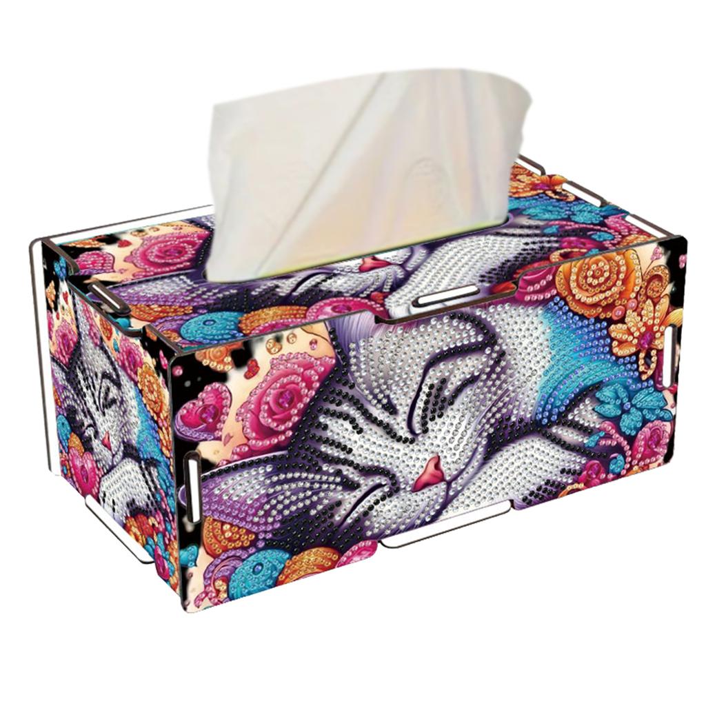 Wooden 5D Diamond Painting Tissue Holder Diamond Decorative Tissue Box Wooden Diamond Painting Tissue Box for Living Room Decor