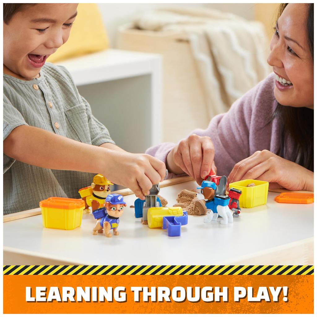 Rubble & Crew, Rubble and Mixed Action Figure Set, Kinetic Build-It Sand 3 oz and 2 Handheld Building Toys, Toys for Kids Ages 3 and Up