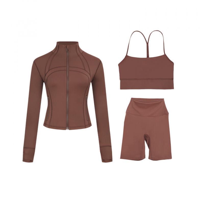 

Lulu Original Three-Piece Athletic Set: Five-Point Pants, Y-Back Vest, and Short Stand-Up Collar Jacket XL