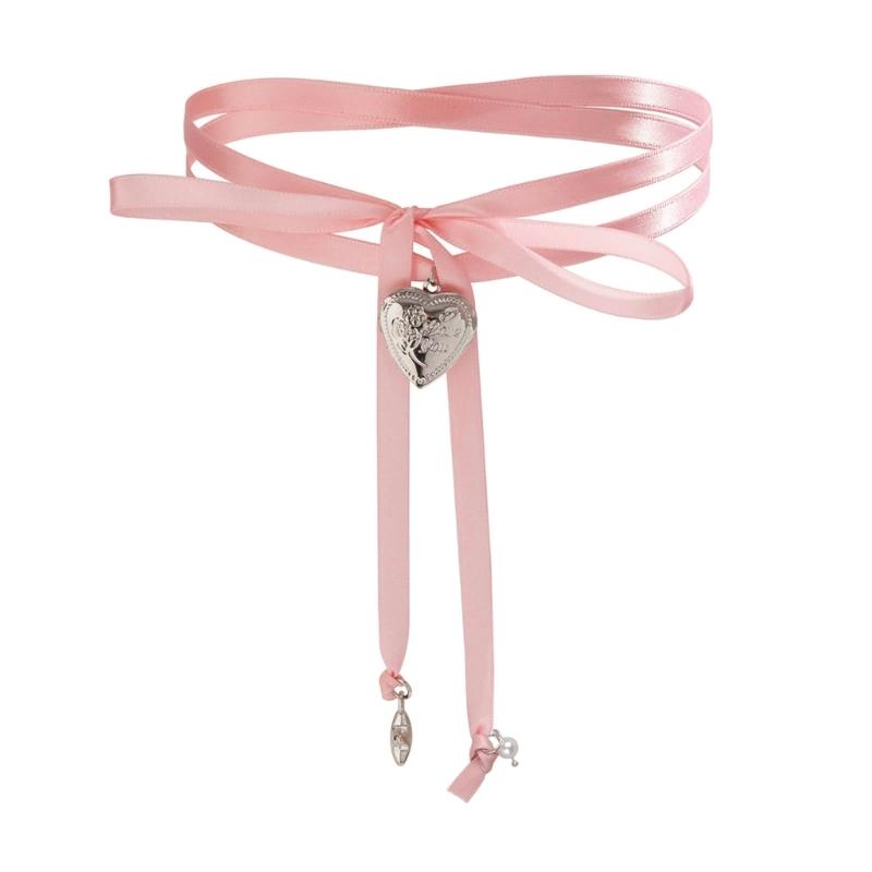 Elegant Ribbon Necklace Unique Heart Star Pendant Necklace Adjustable Bowknot Choker Adornment for Women Wedding Jewelry