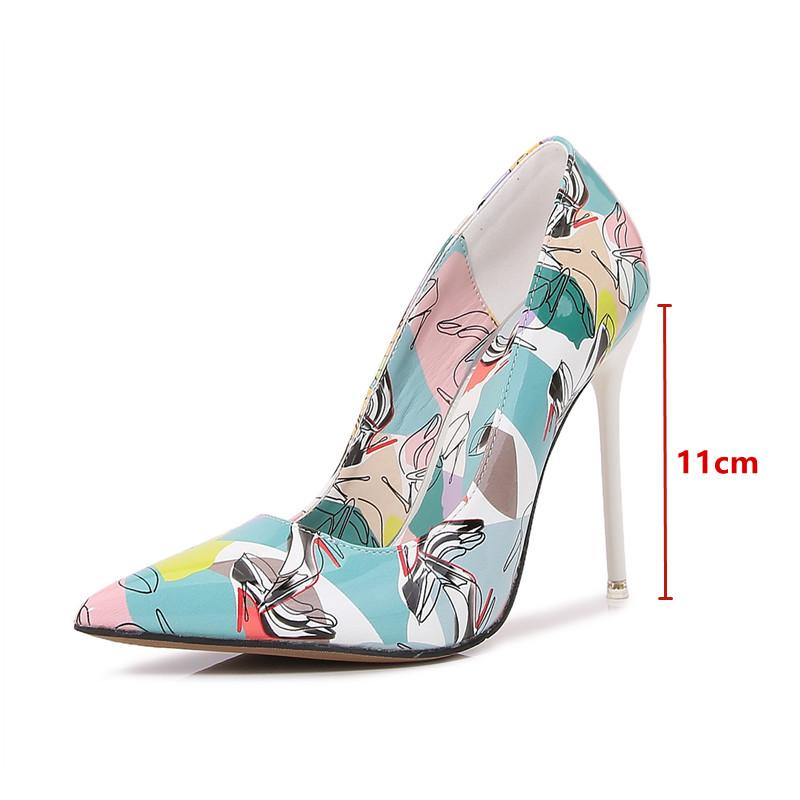 

Женские туфли-лодочки слипоны с ярким принтом, элегантные, с острым носком и высоким каблуком-шпилькой, весенне-осенние, для вечеринок и клубов, размеры 35-46 35 синий