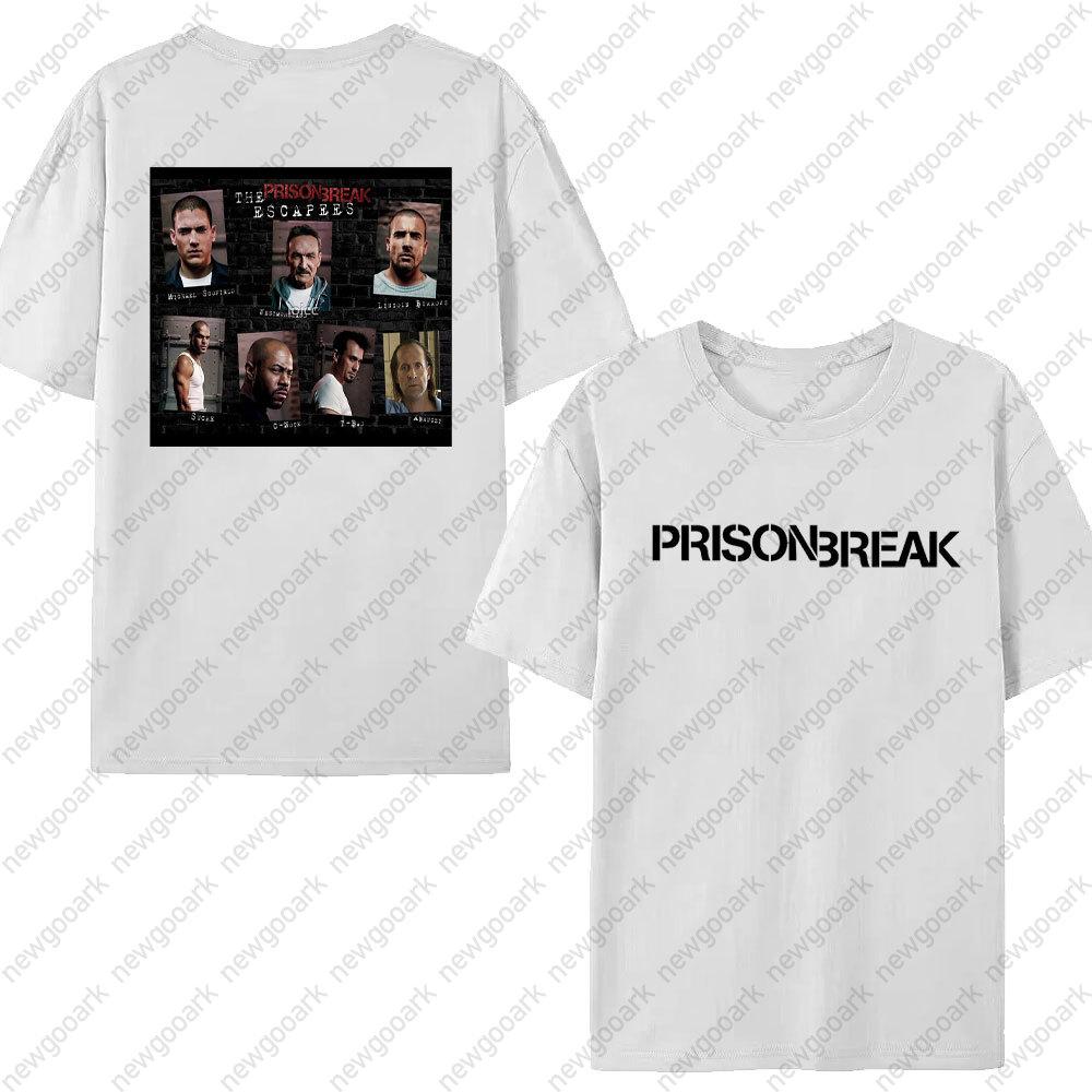 Intage T Shirt Black and White Michael Scofield Simple Cotton T Shirts Prison Break Tshirt for Male Summer Y2K Casual Top Tees