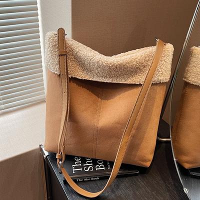 Sac en Peluche Laine d'Agneau Tendance pour Femmes Mode Haut de Gamme Texture Sac Bandoulière Messager