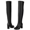 Elastic Women's Thigh High Boots Block High Heels Over-the-knee Boot Black Red White Long Tall Party Shoes Ladies Large Size 48