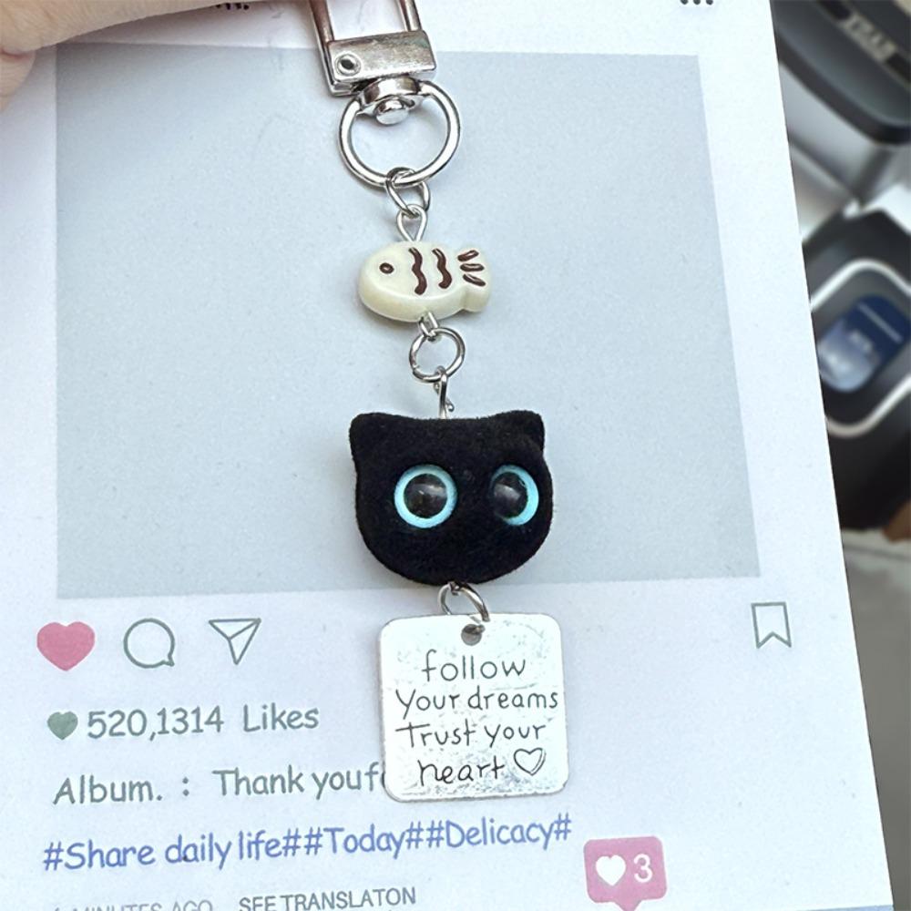 Cellphone Lanyard Y2K Phone Charms Bag Decorative Mobile Phone Chain Black Cat Pendant  Backpack