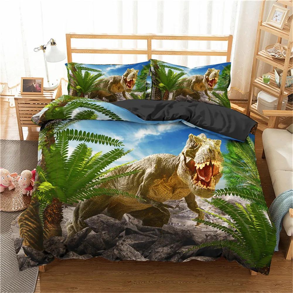 Kids Bedding Set Dinosaur Bedroom Set Duvet Cover Pillowcase Teen Girl Bedroom Comforter Set Twin Size Cute Bed Set Dropshipping