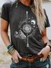 Dandelion Print Women's O-neck T-shirt Urban Street Fashion Women's Loose T-shirt Everyday Casual Elegant Short-sleeved Top