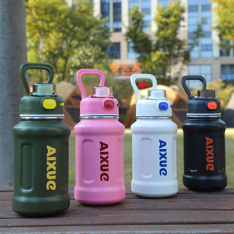 Baifenbai Home Furnishing Green Large Capacity Dunton Pot 316 Stainless Steel Thermos Cup Portable Handle Outdoor Sports Fitness Water Cup