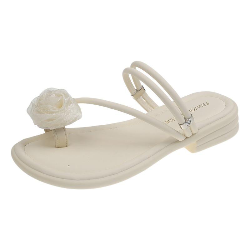 Flat bottom cover toe cool slippers women's summer wear fashionable new flower toe two wear slippers