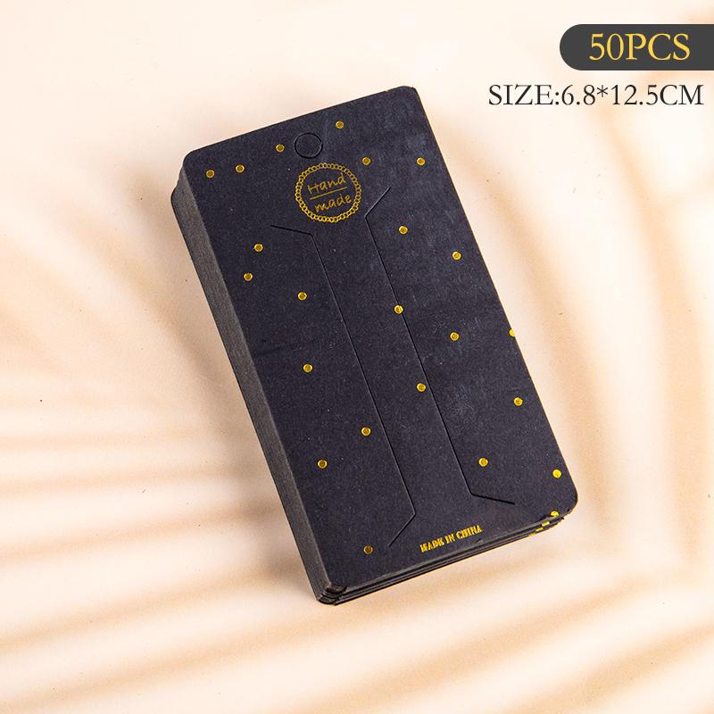 50Pcs Collection Gold Lettering On Black Background  Paper Card Hair Accessories Dispaly Card