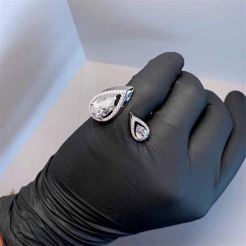 Pear-Shaped Water Drop Diamond Ring - Women s Open Design with Irregular Luxury Style, High-End Niche Accessory. Open Adjustable