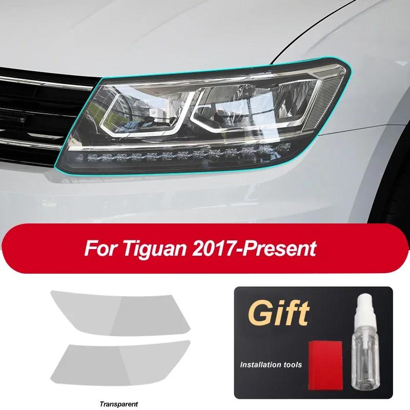 Folia Ochronna na Reflektory Samochodowe Przezroczysta Czarna Naklejka TPU Dla Volkswagen VW Tiguan 2017 2018 Akcesoria