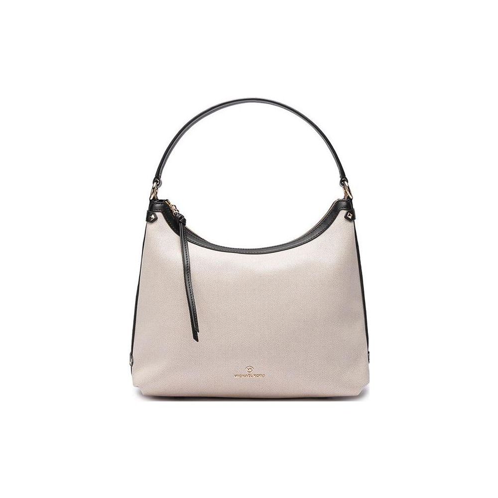 

Michael Kors MK Maeve Zipper Closure Fabric Tote Bag Women tote bags Beige Black 30T2G5VH3C-NAT-BLK Basic Set (Bag+Dust Bag)