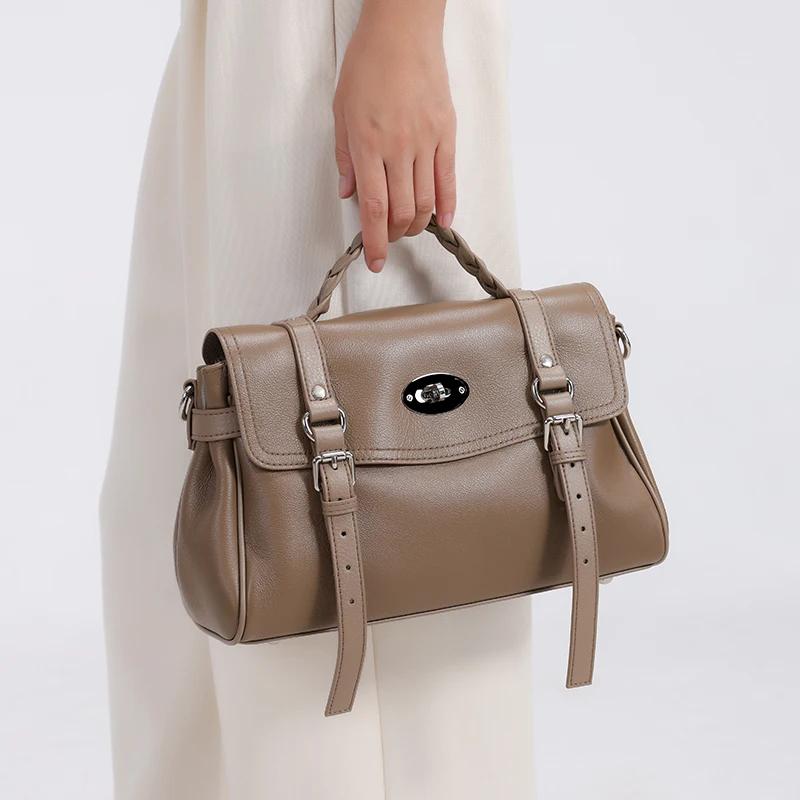 Women's genuine leather shoulder bag ladies soft luxury design feminine luxury tote bag