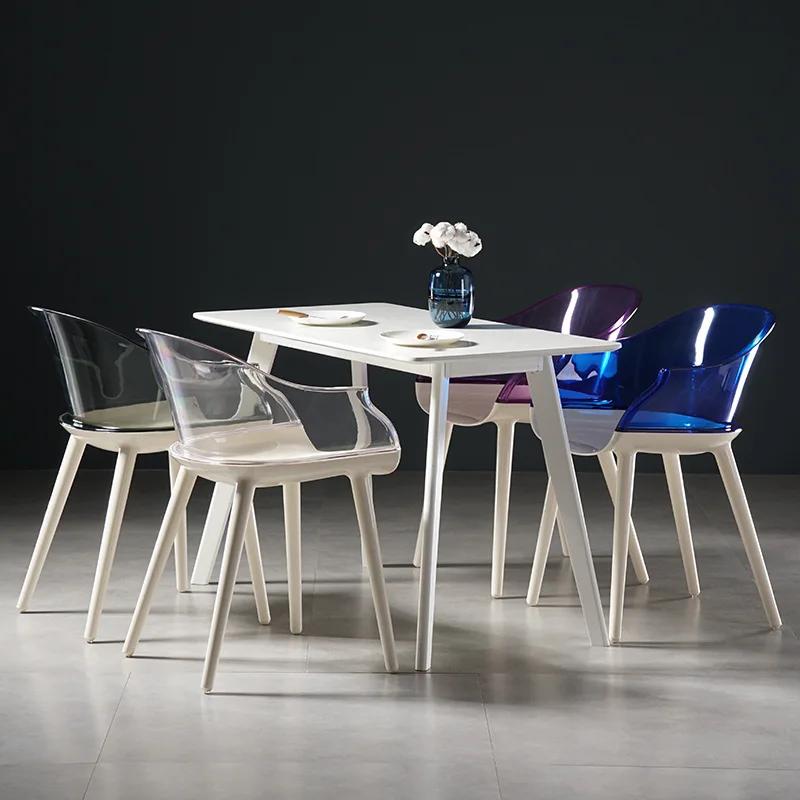 Transparent Dining Chair for Kitchen Home Furniture Modern Minimalist Plastic Armchair Designer Acrylic Chair Back Dining Chairs