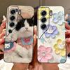 For Tecno Camon 40 Pro 4G Camon40 Elegant Floral Cat Phone Case For Camon 40 40Pro 4G CM6 CM5 Black Silicone Soft Cases Bumpers