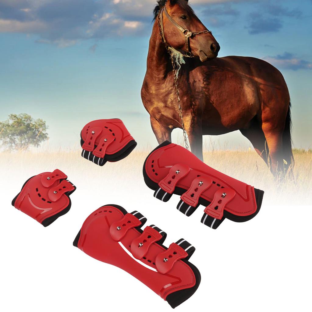 Fetlock Horse Boots Lightweight Breathable Wearproof Horse Hind Leg Boots for Horse Accessories Red