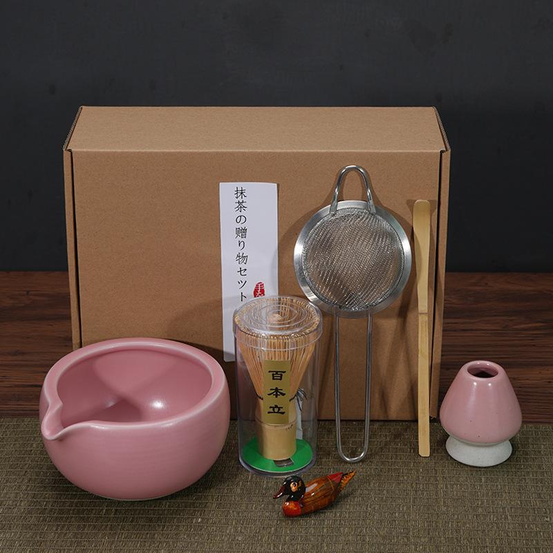 

6Pcs Matcha Whisk Set Ceramic Matchas Bowl with Strainer Tea Rattle Stand 530ml Bowl Thoughtful Spout for Matcha Lovers