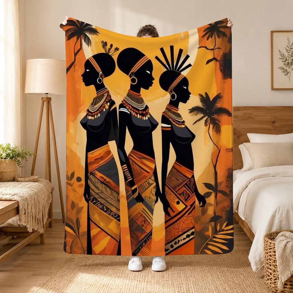 Abstract Painting African Living Throw 240g Flannel Blanket, Suitable for Sofas, Beds, Offices,  Exquisite Gift Blankets