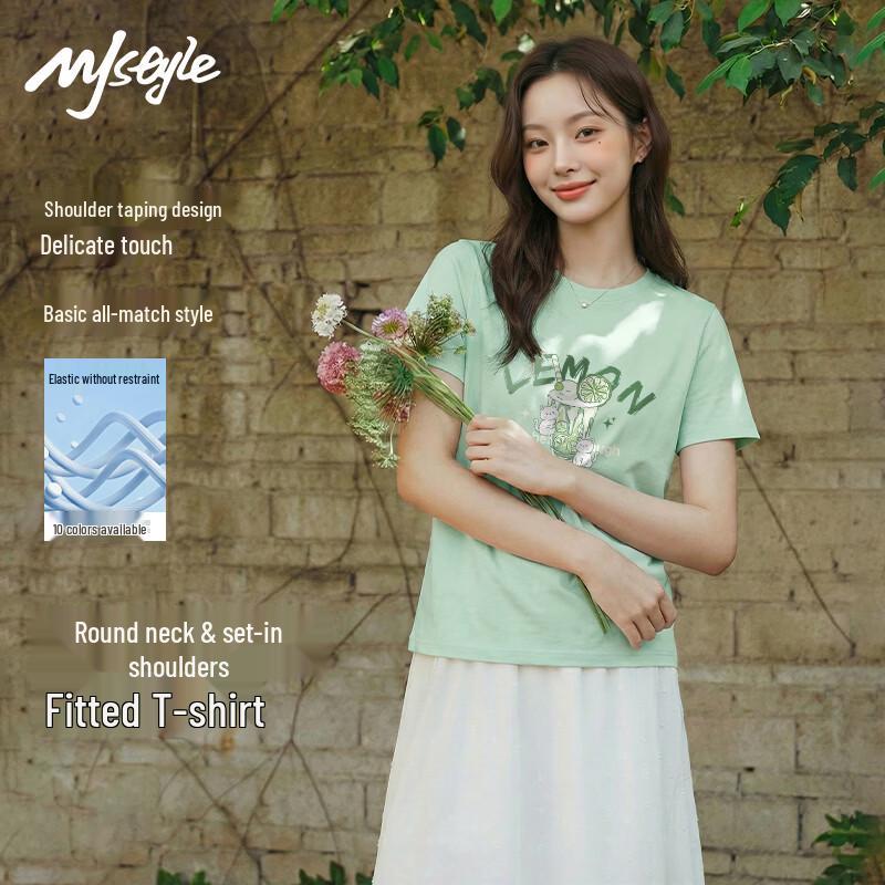 MJ STYLE Women s Round Neck Short Sleeve T-shirt M