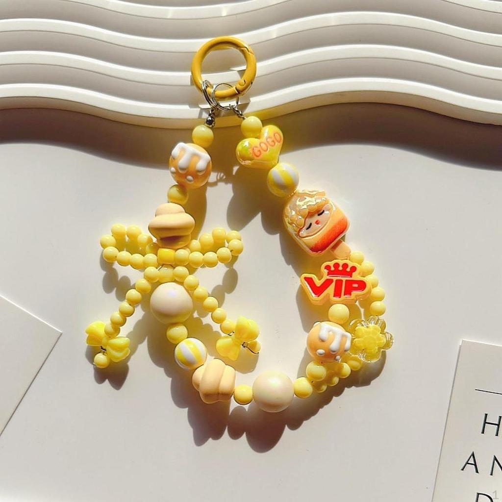 Beaded Keychain Car Key Holder Backpack Accessories Decor Ornament Wristlet Bracelet Cute Chain