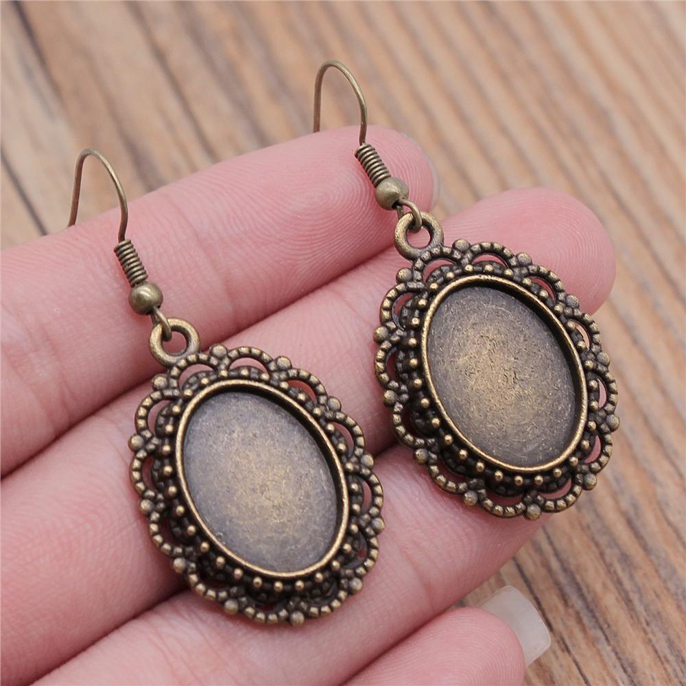 Fit 13x18mm Cabochons Oval Blank Setting Bezel Blank Cabochon Earring Base For DIY Earring Making
