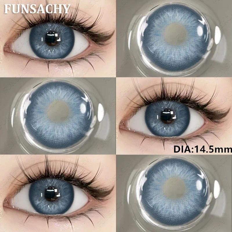 FUNSACHY 2 st Naturliga Kontaktlinser för Ögon Färgade Blå Kontaktlinser Grå Vacker Pupill Grön Lins Ögonmakeup Koreanska Linser