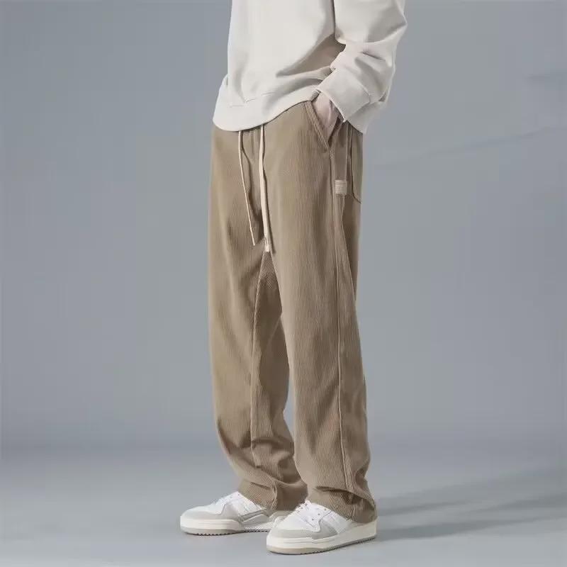 Men's Retro Corduroy Wide-Leg Pants - Spring/Autumn Casual