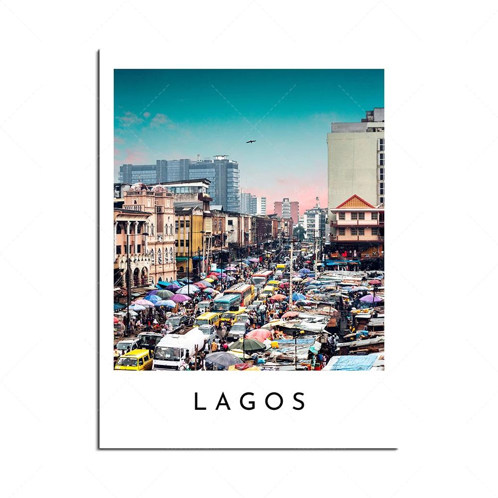 Harare Zimbabwe, beautiful sunset in Lagos Nigeria, Cape Town South Africa, colorful wall art poster print. travel poster 21X30CMNo Framed