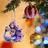 Cute Purple Mermaid Pattern Acrylic Pendant For Christmas Season