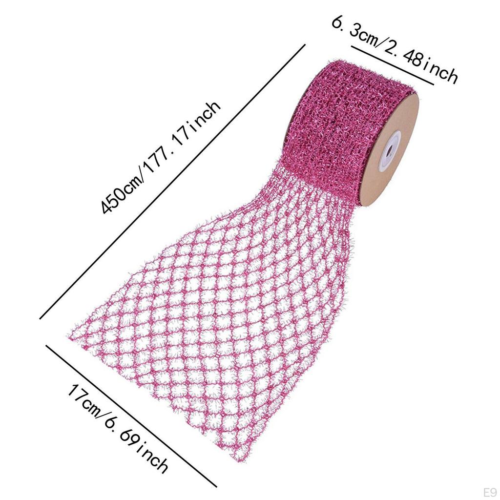 1 Roll Christmas Ribbon Mesh for Making Bows, Flower Bouquets, Wreaths, Garlands