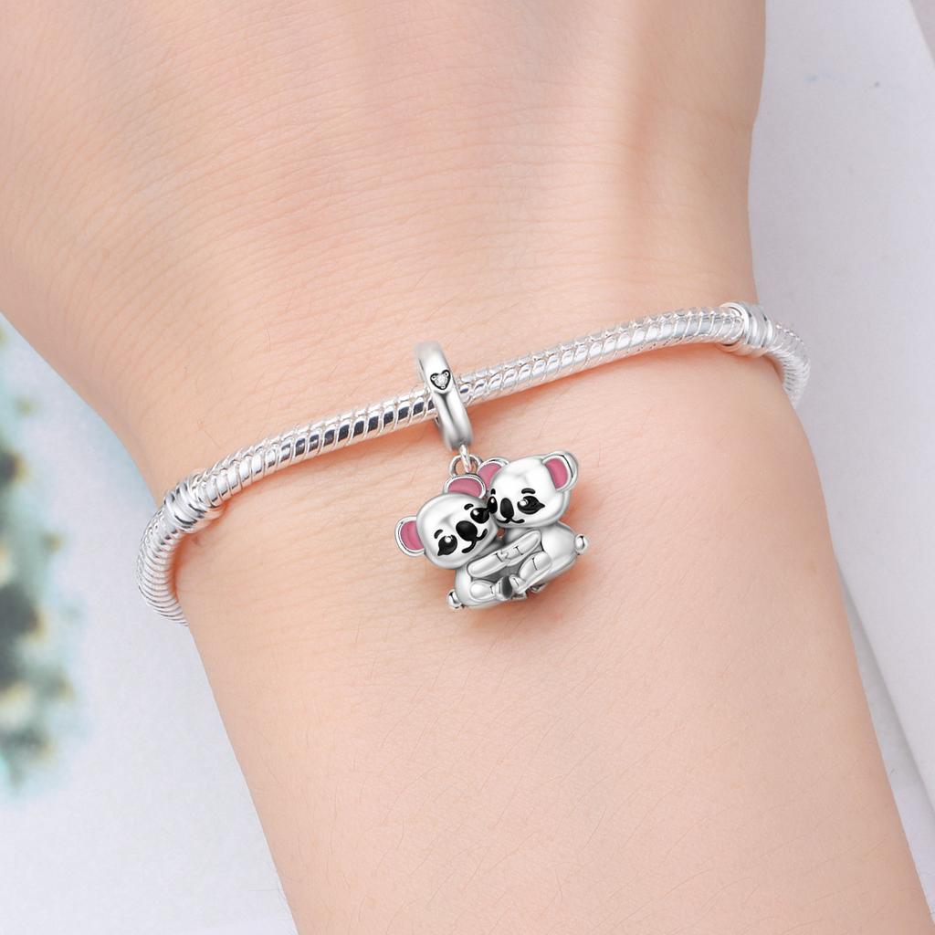 Copper Embrace Koala Animal Beads Original Pendants Bracelet Charm Jewelry Party Diy Trendy Gifts