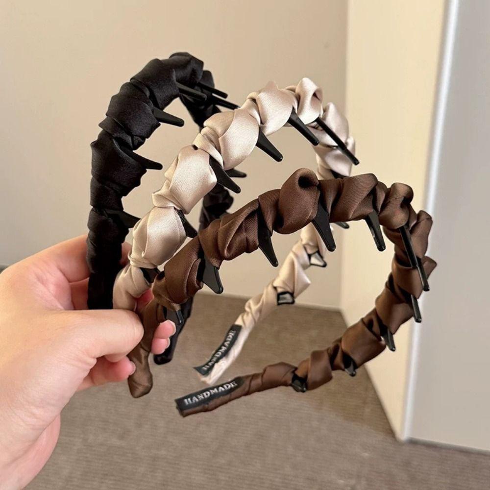 Comfortable Wrapped Hair Hoop Wave Pattern Non-Slip Headband Women's Satin Hairband  Women Use