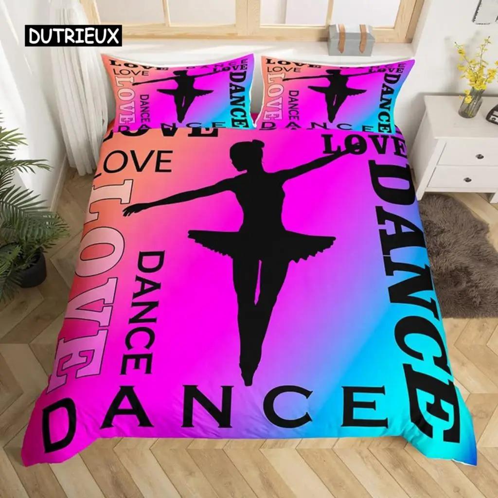 Ballett Bettwäsche Set Liebe Gymnastik Bettwäsche Set Polyester Tänzer Musikalische Decke Abdeckung