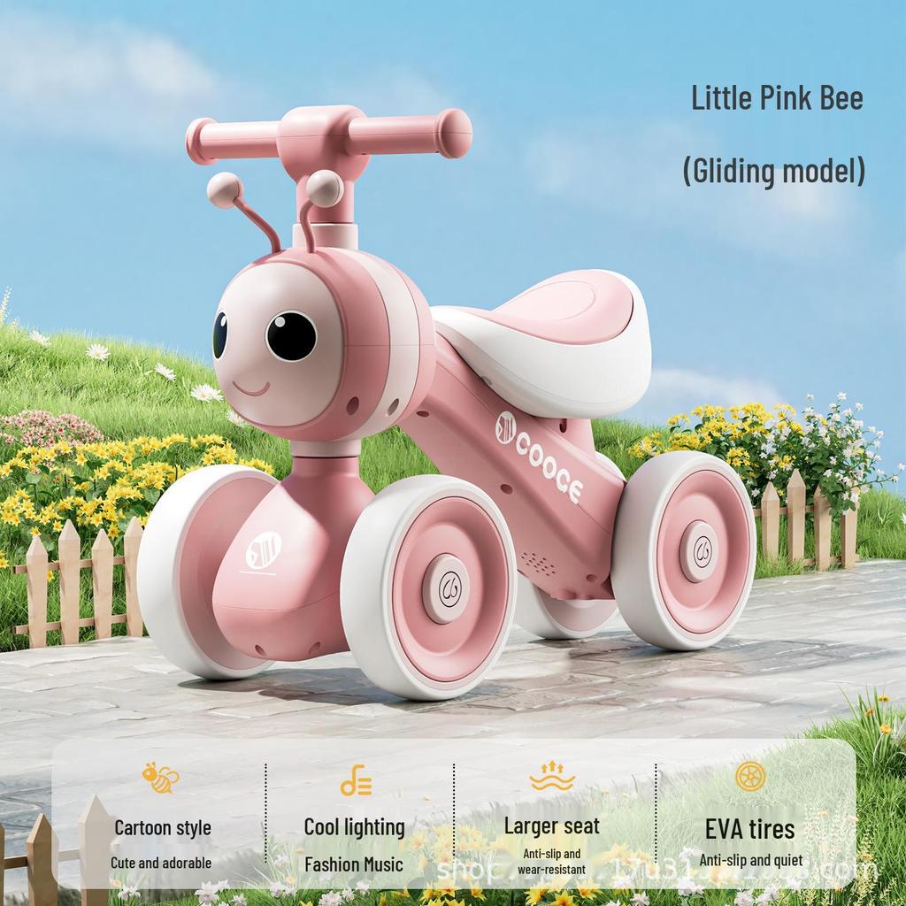 Children's 4-Wheel Balance Bike & Walker for Ages 1-6: Anti-Rollover Toddler Ride-On Toy