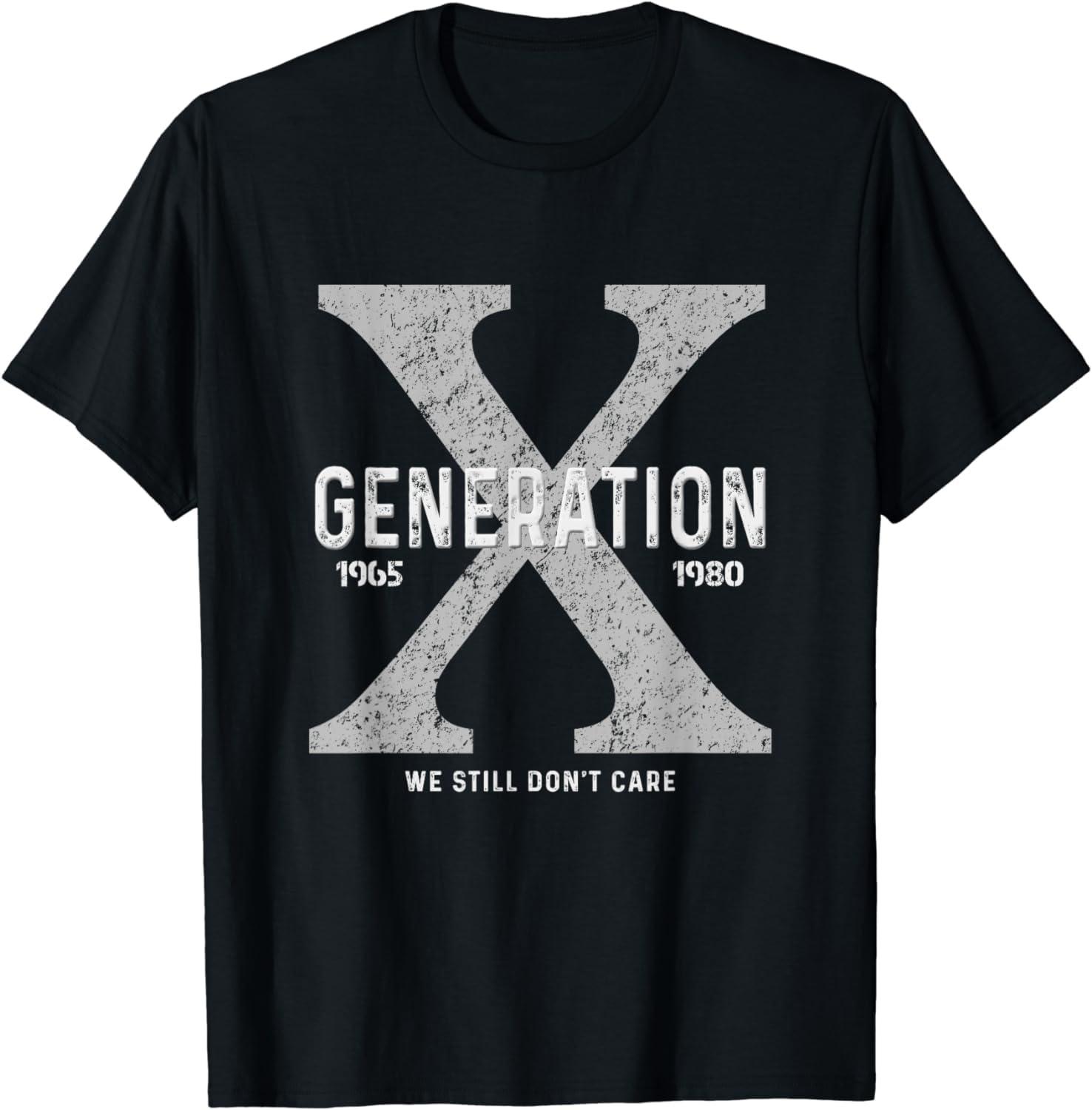 ZHANGZHUNN Funny Gen X Humor Mens Womens Generation X We Dont Care T-Shirt S чёрный