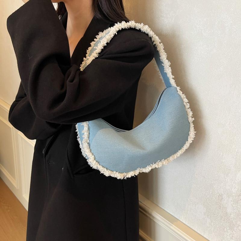 New Stylish Canvas Shoulder Bag For Women In Blue Perfect For Fall Fashion Trends